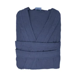 Accappatoio bagno in microspugna con cappuccio taglia S/M blu Veneto