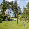 Altalena da giardino per bambini 1 posto 137x182cm acciaio Ludo