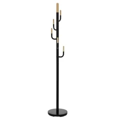 Appendiabiti da ingresso Ø30x174cm in acciaio nero e rovere Josek