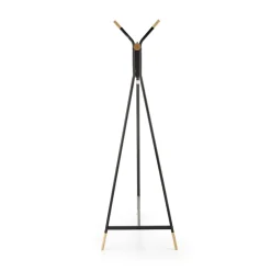 Appendiabiti da ingresso 91x165h cm moderno in acciaio nero rovere Shira