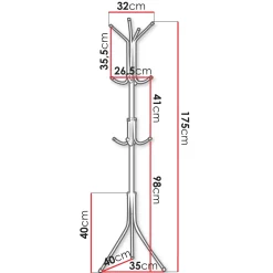 Appendiabiti da terra 35xh175 cm design moderno grigio Elena