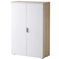 Armadietto ufficio 80x119h cm 2 ante rovere bianco opaco Work