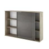 Armadietto ufficio 159x106h cm anta scorrevole rovere antracite lucido Time W