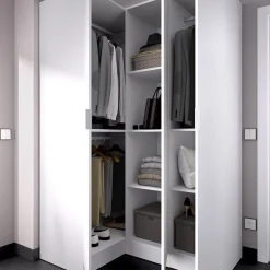 Armadio angolare 133x184h cm con barra appendiabiti legno bianco Juan