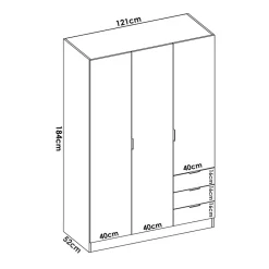 Armadio angolare 214x184h cm con ante e cassetti legno rovere Juan