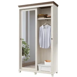 Armadio ingresso 120X216h cm 2 ante specchio bianco rovere Texel