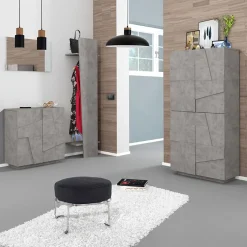 Armadio scarpiera 80x168h cm 4 ante grigio cemento Zenzero