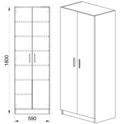 Armadio scarpiera 59x181h cm  2 ante moderna da ingresso rovere chiaro Max