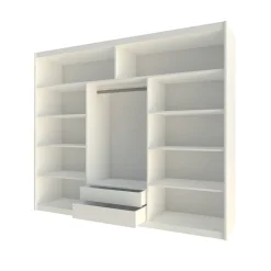 Armadio scorrevole 250x215h cm 3 ante moderno cassetti e led bianco Larissa