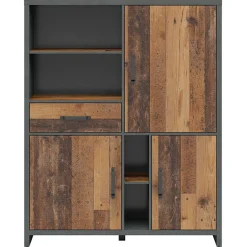 Armadio soggiorno 120x150h cm 3 ante stile soft rovere scuro nero Urbania