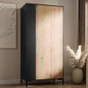 Armadio soggiorno 90x184h cm 2 ante rovere nero Duble
