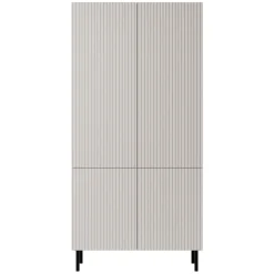 Armadio soggiorno 90x185h cm 4 ante con frontali cannettati beige Ziggy