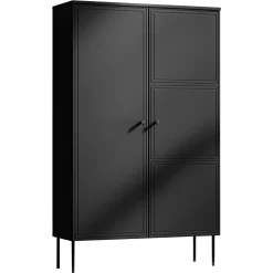Armadio soggiorno 100x166h cm 2 ante nero opaco Stark
