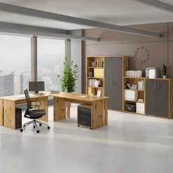 Armadio ufficio 79x188 cm 2 ante rovere grafite Woody