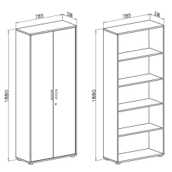 Armadio ufficio 79x188h cm 2 ante bianco frassinato cemento Woody