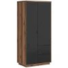 Armadio 94x201h cm 2 ante 2 cassetti rovere scuro nero opaco Elin