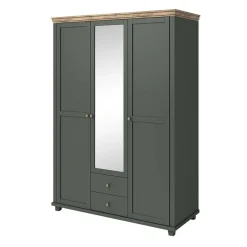 Armadio 154x216h cm 3 ante 2 cassetti con specchio verde quercia Texel