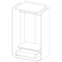 Armadio 86x185h cm 2 ante 1 cassetto con specchio grigio Selva