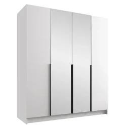 Armadio 200x215h cm 4 ante 2 specchi moderno  bianco nero Glammy 4