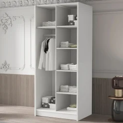 Armadio 100x215h cm 2 ante 2 specchi moderno bianco oro Glammy 2