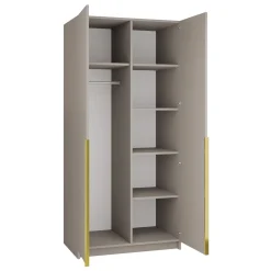 Armadio 100x215h cm 2 ante 2 specchi moderno beige oro Glammy 2