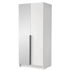 Armadio 100x215h cm 2 ante 1 specchio moderno bianco nero Glammy 2