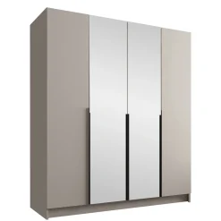 Armadio 200x215h cm 4 ante 2 specchi beige moderna nero Glammy 4