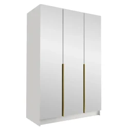 Armadio 150x215h cm 3 ante 3 specchi moderno bianco oro Glammy 3