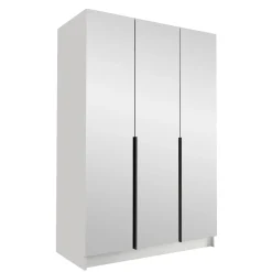 Armadio 150x215h cm 3 ante 3 specchi moderno bianco nero Glammy 3