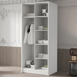 Armadio 100x215h cm 2 ante 2 specchi moderno bianco nero Glammy 2