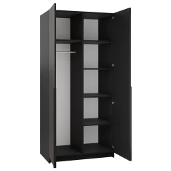 Armadio 100x215h cm 2 ante 1 specchio moderno  nero Glammy 2