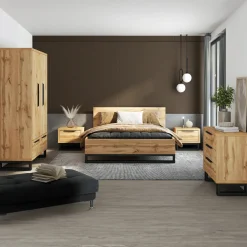 Armadio 190x210h cm 4 ante battenti 2 cassetti rovere Petra