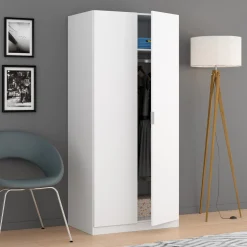 Armadio 81x180h cm 2 ante battenti  moderno bianco opaco Oz