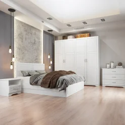 Armadio 203x206h cm 4 ante battenti stile classico bianco opaco Friuli