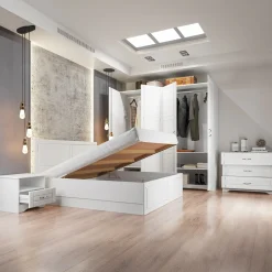 Armadio 203x206h cm 4 ante battenti stile classico bianco opaco Friuli