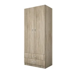Armadio 80x191h cm 2 ante con cassetti moderno rovere sonoma Carlino