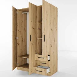 Armadio 118x191h cm 3 ante con cassetti rovere rustico Boverio