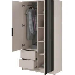 Armadio 105x200h cm 2 ante con cassetti beige cashmere Miller