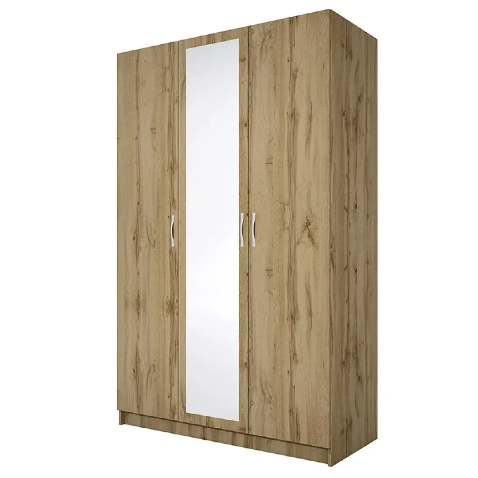 Armadio 120x190h cm 3 ante con specchio rovere rustico Plutone