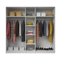 Armadio 225x213h cm 5 ante con specchio bianco lucido Dubai Gihome®