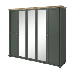 Armadio 246x216h cm 5 ante con specchio verde quercia Texel