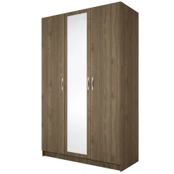 Armadio 120x190h cm 3 ante con specchio legno noce Plutone