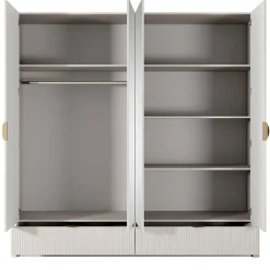 Armadio 213x209h cm 4 ante con specchio beige cannettato Ramis