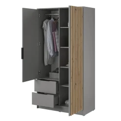 Armadio 105x200h cm 2 ante con specchio grigio quercia Miller