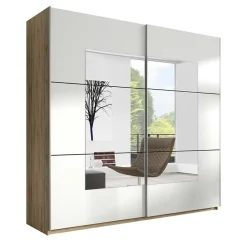 Armadio 200x210h cm 2 ante con specchio rovere bianco Logan Gihome®
