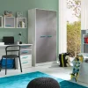 Armadio 96x195h cm 2 ante moderno pino bianco grigio blu Maya Gihome®