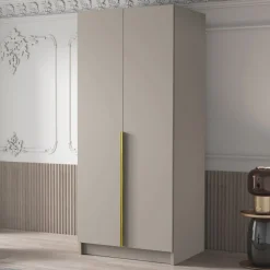 Armadio 100x215h cm 2 ante moderno beige oro Glammy 2
