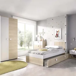 Armadio 90x205h cm 2 ante moderno rovere bianco Cairo