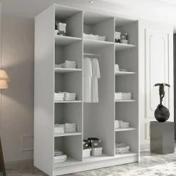 Armadio 150x215h cm 3 ante moderno bianco oro Glammy 3