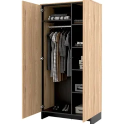 Armadio 92x196h cm 2 ante rovere nero Alabaster